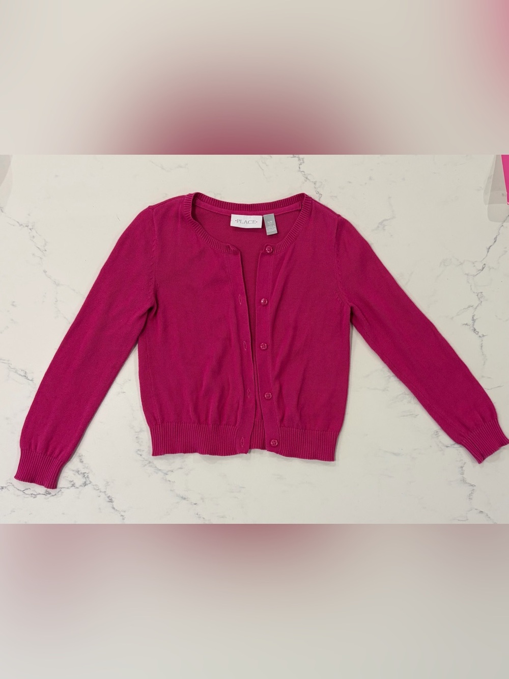 The Children's Place Bright Magenta Girls Button Cardigan